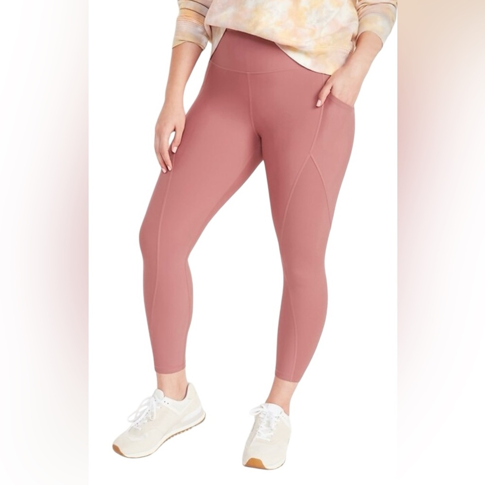Old Navy Active PowerSoft HighRise Rib-Paneled 7/8 GoDry Leggings Sz 2X&3X NWOT